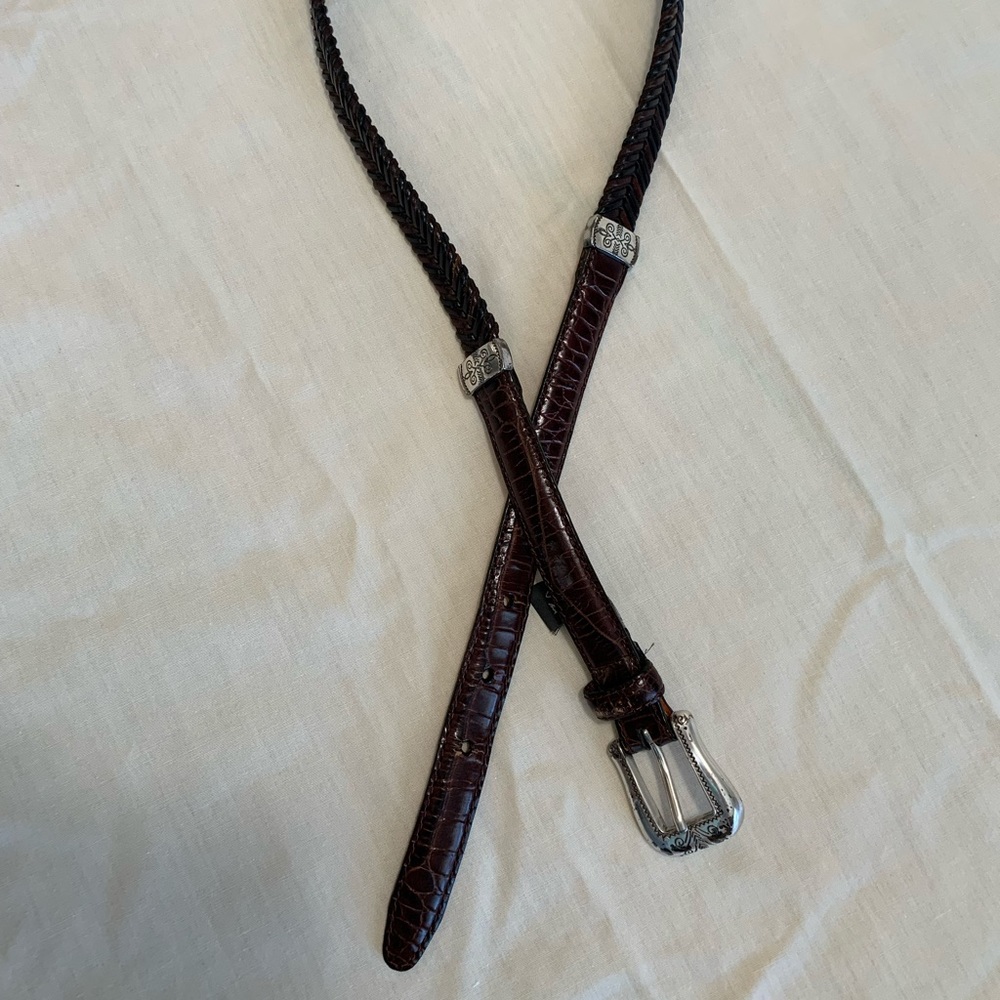 Medium 32 size Vintage herringbone braided Brighton leather belt.